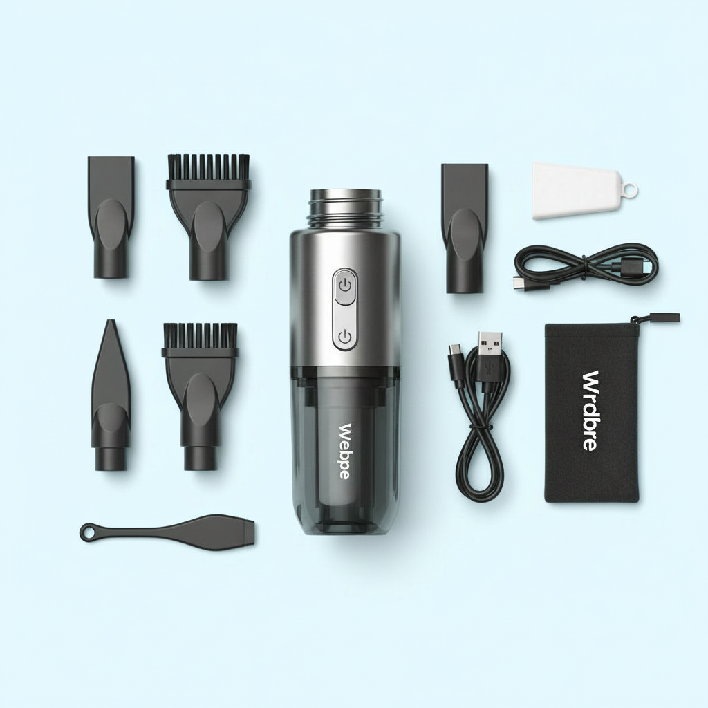 Aspiradora de Auto Inalámbrica 9000Pa USB 1200mAh Portátil Limpiadora Húmeda/Seca Mini Hogar Coche