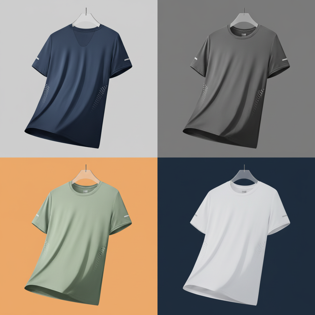 Camiseta CHRLCK Hombre Running Secado Rápido Transpirable Senderismo Pesca Suave Elástica Deportes al Aire Libre Manga Corta