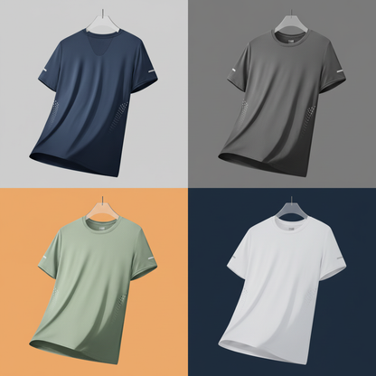 Camiseta CHRLCK Hombre Running Secado Rápido Transpirable Senderismo Pesca Suave Elástica Deportes al Aire Libre Manga Corta