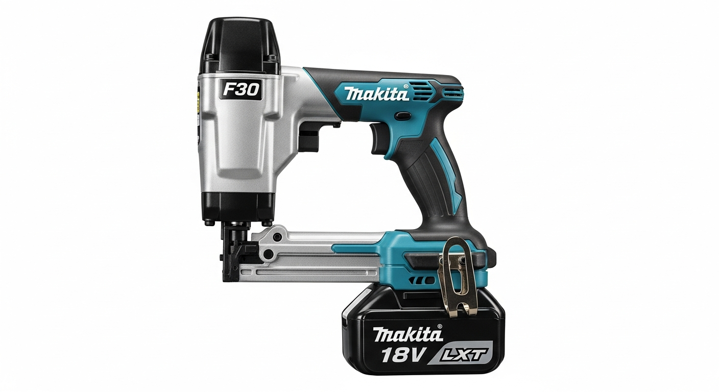 Pistola de Grampo para Clavos Rectos Makita F30 Inalámbrica 18V de Impacto para Madera y Construcción