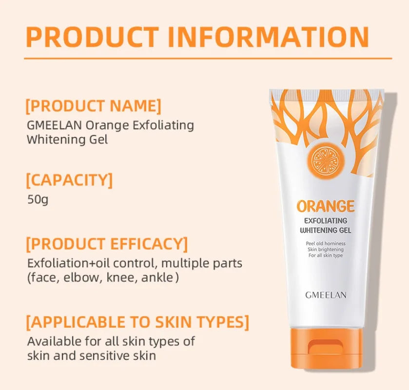 Gel Exfoliante Naranja Removedor Manchas Oscuras Iluminador 50g | Esfoliante Suave Reparador Blanqueador Hidratante Cuidado Coreano