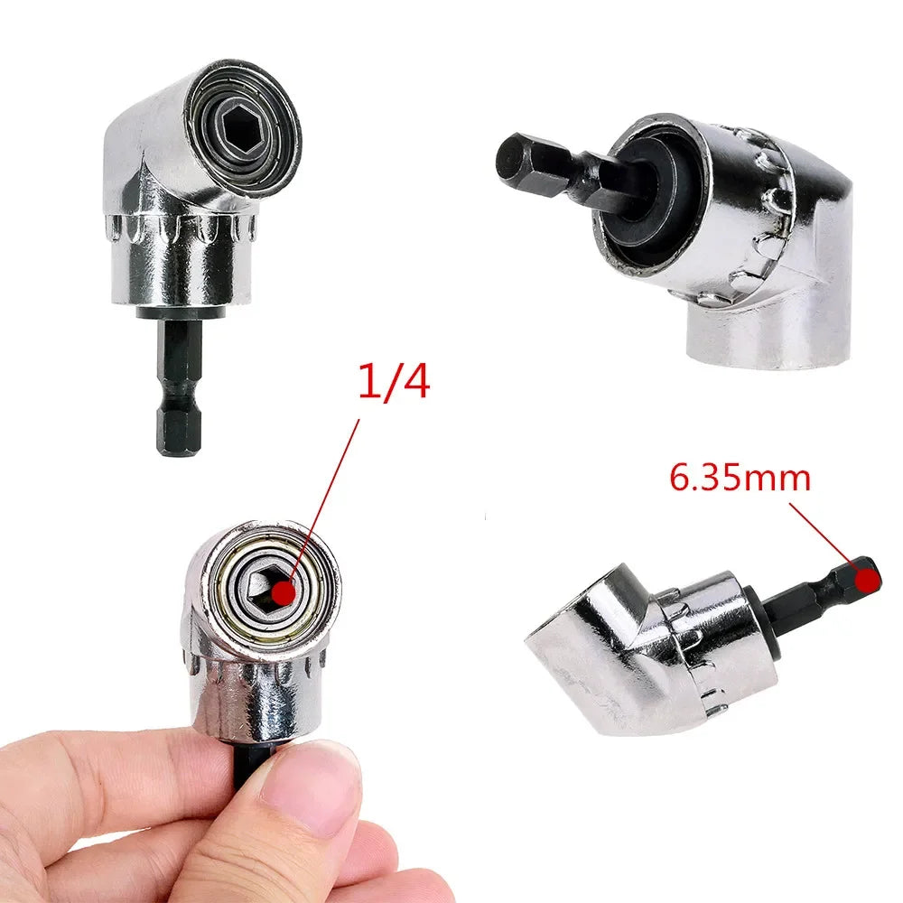 Juego de Destornilladores Magnéticos de Ángulo 105° con Adaptador, Bits Ajustables 1/4" - Herramienta para Tornillos Portátil y Precisa