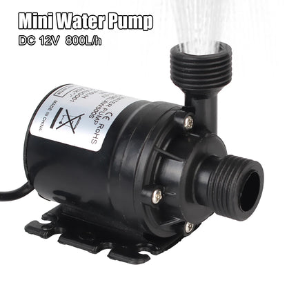 Bomba de Agua Sumergible Ultra Silenciosa 800L/H 5M DC 12V/24V Portátil Motor Brushless para Hogar, Sistemas de Refrigeración, Fuentes y Calentadores Mini
