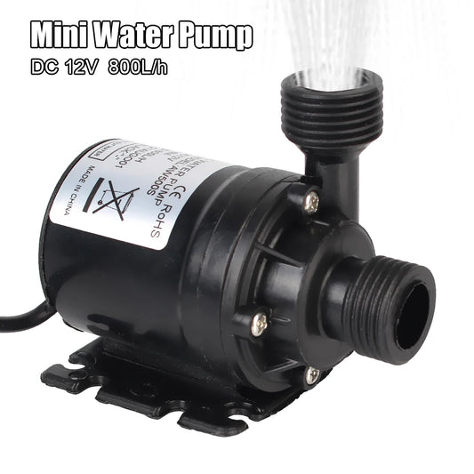 Bomba de Agua Sumergible Ultra Silenciosa 800L/H 5M DC 12V/24V Portátil Motor Brushless para Hogar, Sistemas de Refrigeración, Fuentes y Calentadores Mini