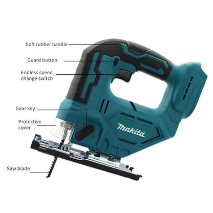 Makita DJV182Z Sierra Caladora Sin Escobillas 340W 18V Sin Batería con Hoja de Sierra Mango de Barril Portátil para Carpinteros