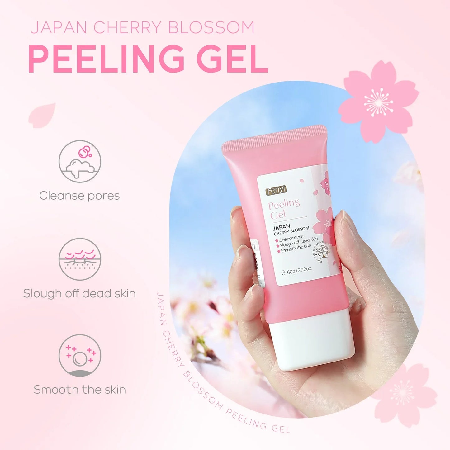 Gel Exfoliante Sakura Limpieza Profunda Rostro Blanqueador Hidratante Reparador Esfoliante Facial 60g | Cuidado Coreano