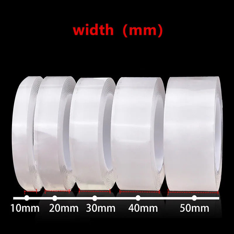 Cinta Nano Doble Cara 1/3/5m Adhesivo Sin Rastros Impermeable Baño Cocina Grifo Gel Pegatina Fijación Fuerte