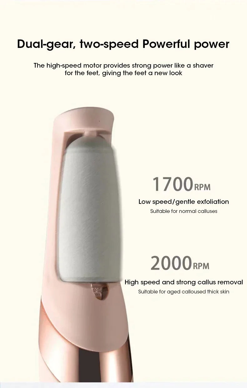 Lijadora Eléctrica USB para Piel Muerta Pedicure Automática | Molinillo Recargable para Pies con 2 Rodillos Intercambiables