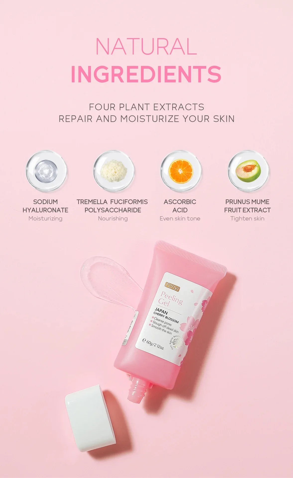 Gel Exfoliante Sakura Limpieza Profunda Rostro Blanqueador Hidratante Reparador Esfoliante Facial 60g | Cuidado Coreano