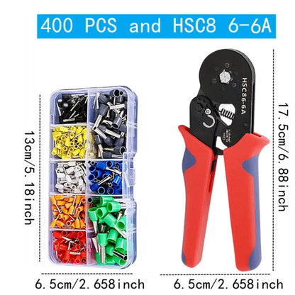 Terminales Tubulares VE en Caja, Conectores Eléctricos para Cables Aislados, Alicates Crimpeadores Tubulares HSC8-6-4