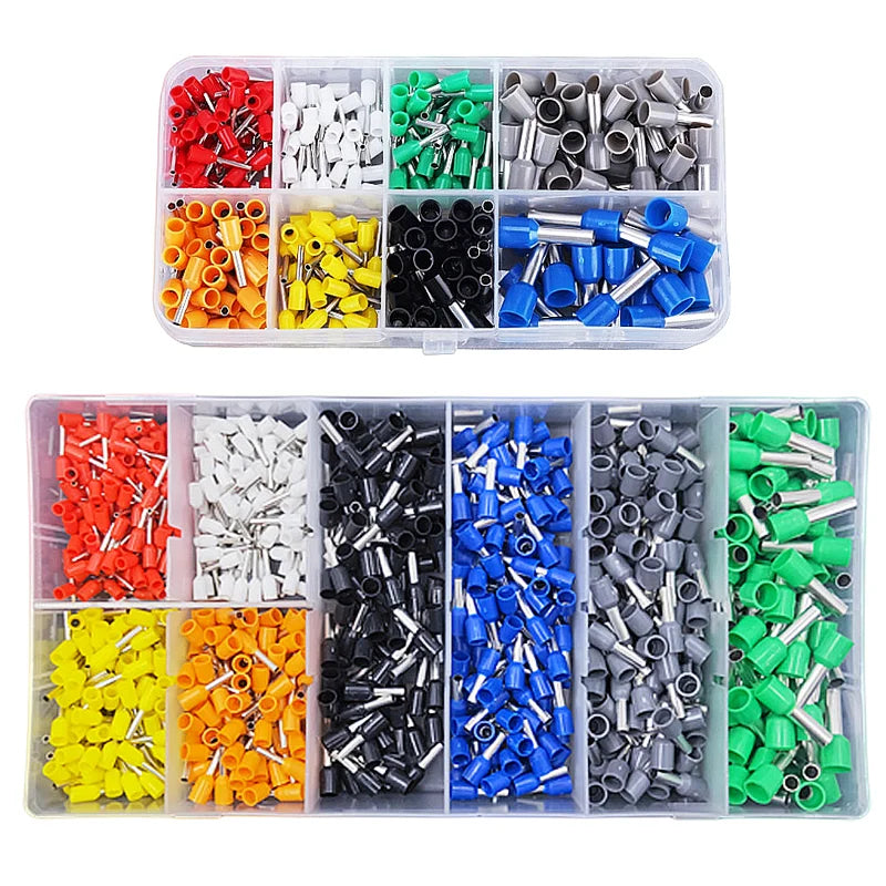 Terminales Tubulares VE en Caja, Conectores Eléctricos para Cables Aislados, Alicates Crimpeadores Tubulares HSC8-6-4