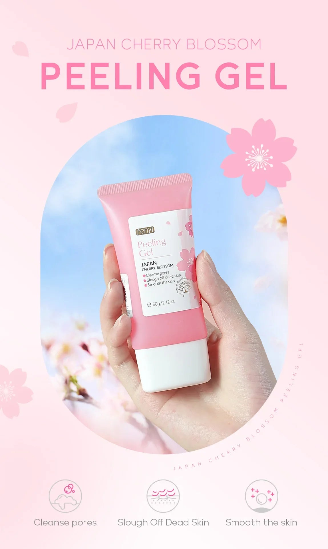 Gel Exfoliante Sakura Limpieza Profunda Rostro Blanqueador Hidratante Reparador Esfoliante Facial 60g | Cuidado Coreano