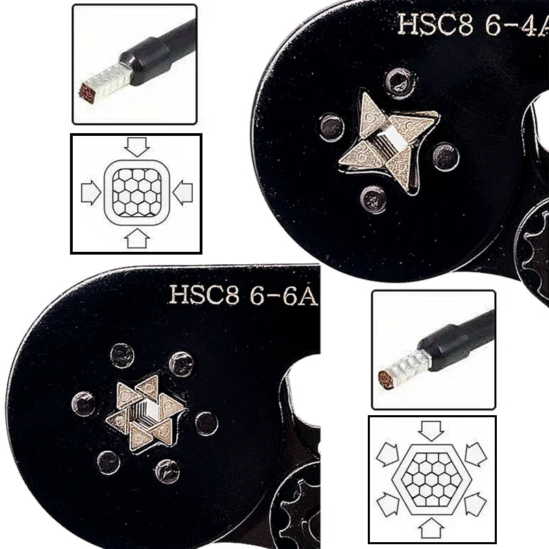 Terminales Tubulares VE en Caja, Conectores Eléctricos para Cables Aislados, Alicates Crimpeadores Tubulares HSC8-6-4
