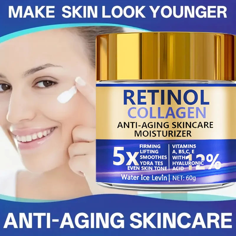 Crema Facial Retinol Colágeno 60g Antienvejecimiento Reafirmante Hidratante Ácido Hialurónico