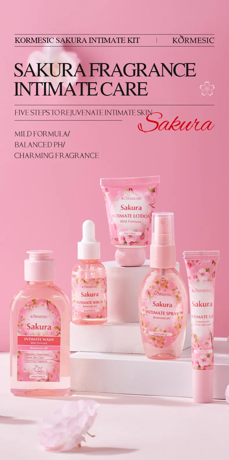 ¡Kit Cuidado Íntimo Sakura 5 Piezas – Higiene suave y fresca para mujeres!
Incluye: Líquido limpiador zona privada, esencia, gel, loción y spray. Fórmula gentil que limpia profundamente, equilibra el pH, mantiene fresc