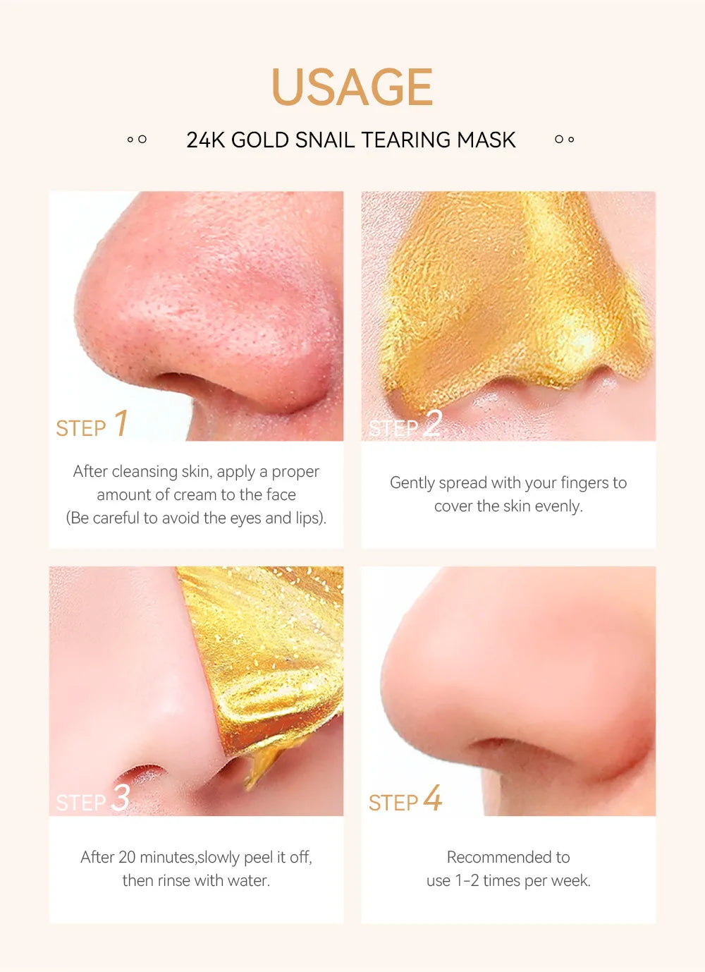 "Mascarilla Facial Peel-Off LAIKOU Oro 24K y Sakura: Antiarrugas, Aclarante y Quita Puntos Negros"