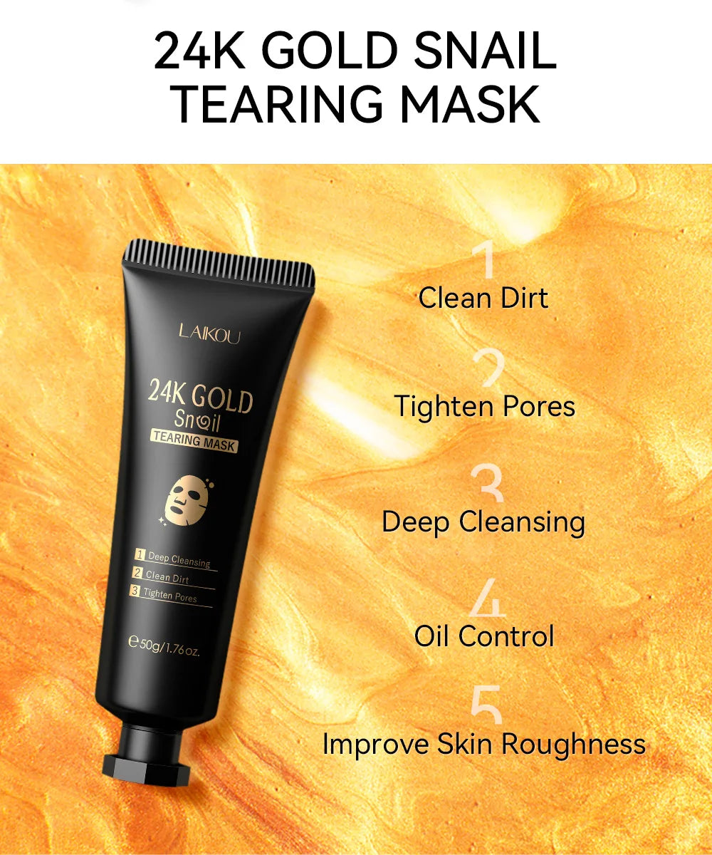 "Mascarilla Facial Peel-Off LAIKOU Oro 24K y Sakura: Antiarrugas, Aclarante y Quita Puntos Negros"