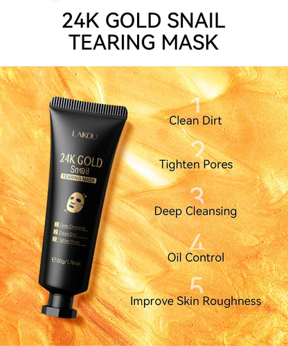 "Mascarilla Facial Peel-Off LAIKOU Oro 24K y Sakura: Antiarrugas, Aclarante y Quita Puntos Negros"