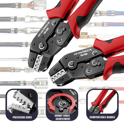 Kit Crimpeo Ratcheting Profesional SN-58B - Terminales Dupont JST Molex Barril Abierto + Pines TE EPC PCIe SATA | Alta Precisión & Durabilidad