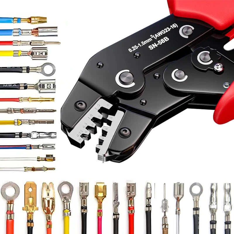 Kit Crimpeo Ratcheting Profesional SN-58B - Terminales Dupont JST Molex Barril Abierto + Pines TE EPC PCIe SATA | Alta Precisión & Durabilidad