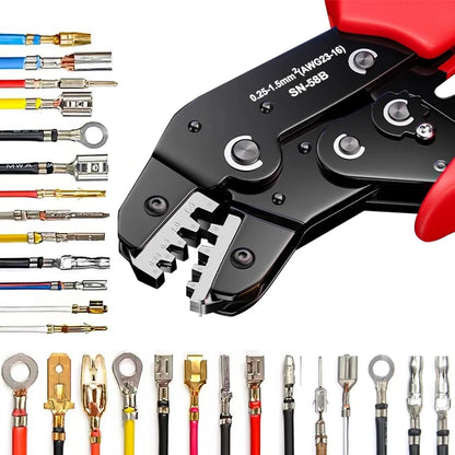 Kit Crimpeo Ratcheting Profesional SN-58B - Terminales Dupont JST Molex Barril Abierto + Pines TE EPC PCIe SATA | Alta Precisión & Durabilidad