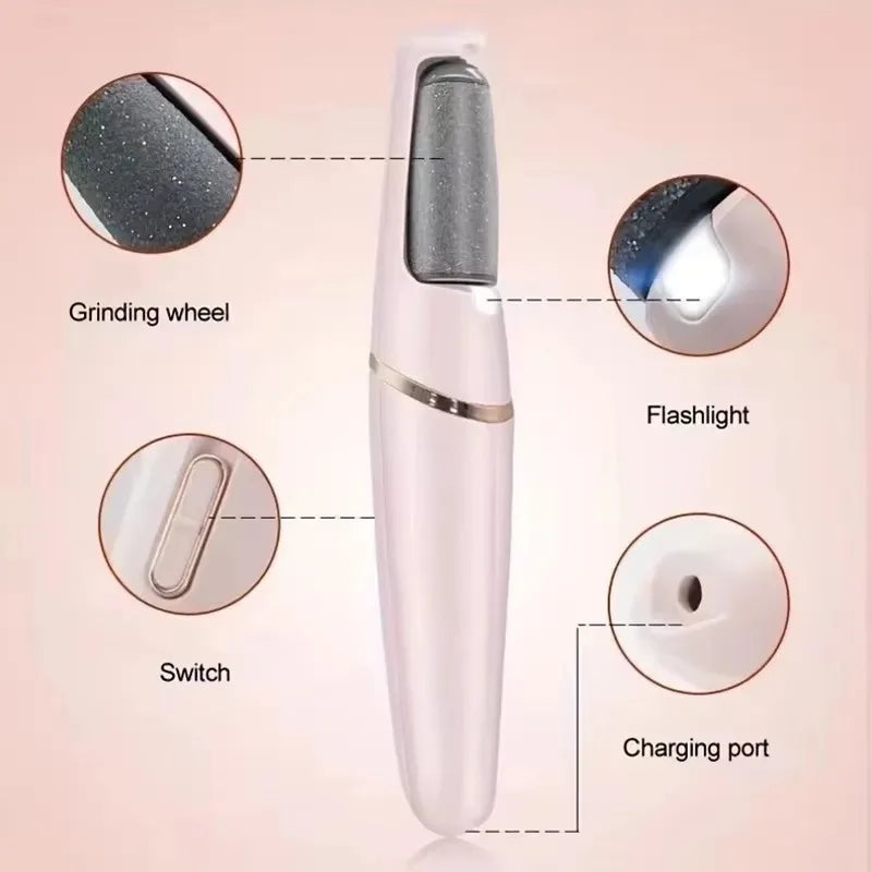 Lijadora Eléctrica USB para Piel Muerta Pedicure Automática | Molinillo Recargable para Pies con 2 Rodillos Intercambiables