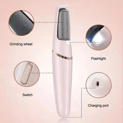 Lijadora Eléctrica USB para Piel Muerta Pedicure Automática | Molinillo Recargable para Pies con 2 Rodillos Intercambiables
