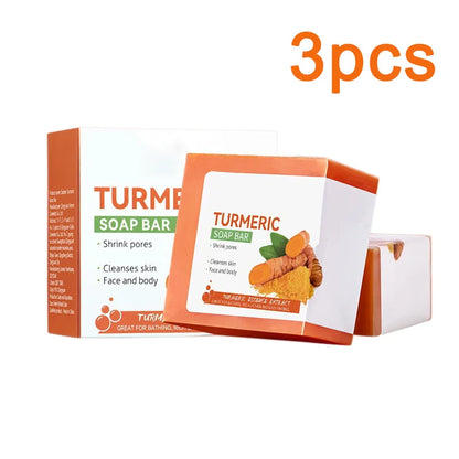 "Jabón de Cúrcuma Artesanal: Aclarante Corporal y Facial para Axilas y Piernas, Cuidado Suave de la Piel y Belleza"