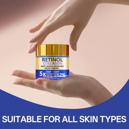 Crema Facial Retinol Colágeno 60g Antienvejecimiento Reafirmante Hidratante Ácido Hialurónico
