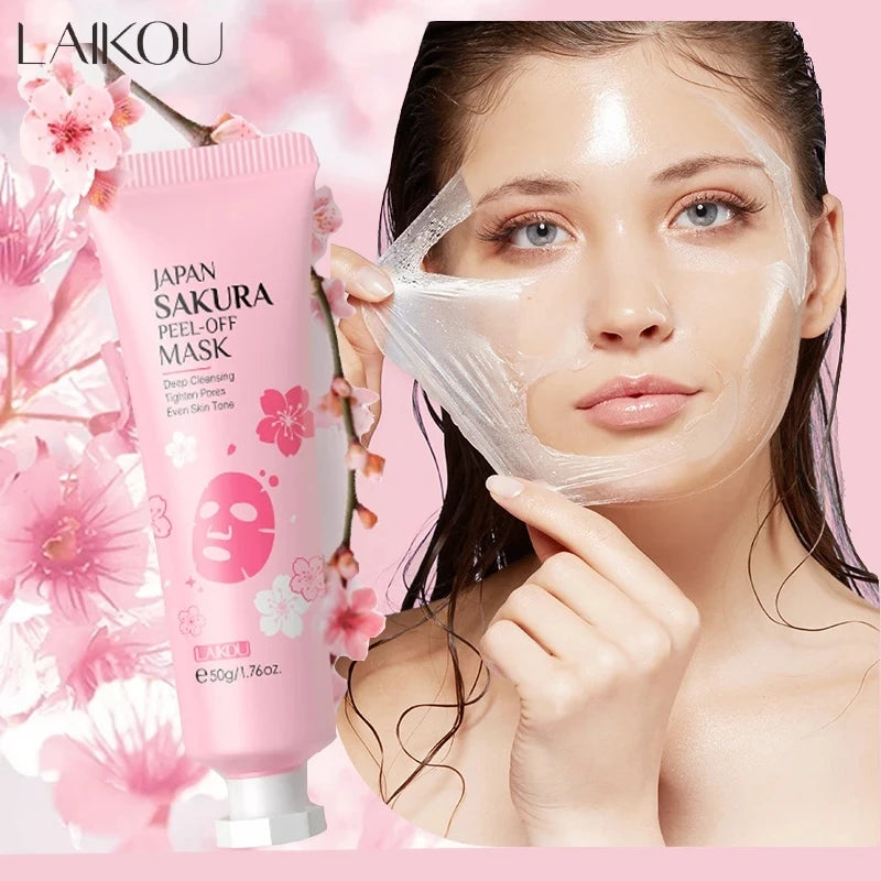 "Mascarilla Facial Peel-Off LAIKOU Oro 24K y Sakura: Antiarrugas, Aclarante y Quita Puntos Negros"