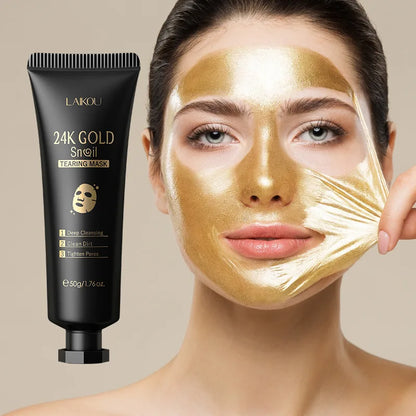 "Mascarilla Facial Peel-Off LAIKOU Oro 24K y Sakura: Antiarrugas, Aclarante y Quita Puntos Negros"