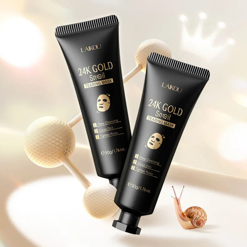 "Mascarilla Facial Peel-Off LAIKOU Oro 24K y Sakura: Antiarrugas, Aclarante y Quita Puntos Negros"