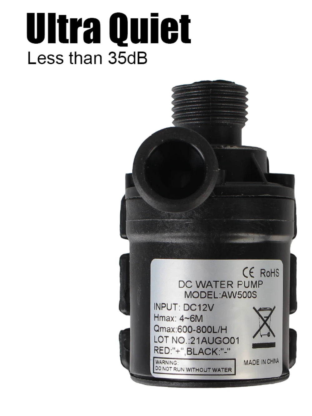 Bomba de Agua Sumergible Ultra Silenciosa 800L/H 5M DC 12V/24V Portátil Motor Brushless para Hogar, Sistemas de Refrigeración, Fuentes y Calentadores Mini