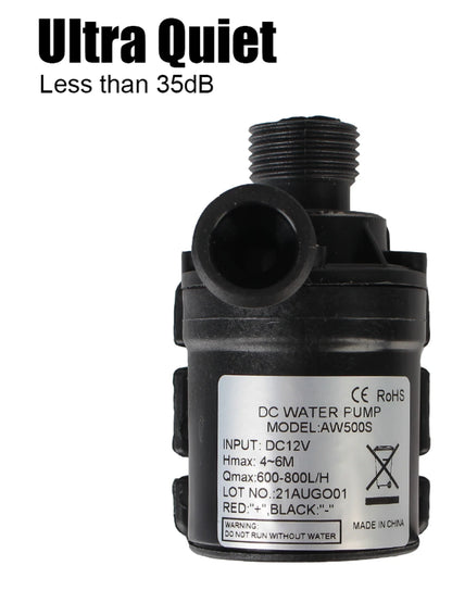 Bomba de Agua Sumergible Ultra Silenciosa 800L/H 5M DC 12V/24V Portátil Motor Brushless para Hogar, Sistemas de Refrigeración, Fuentes y Calentadores Mini