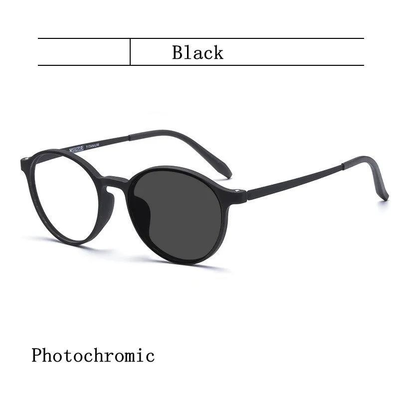 Gafas de Lectura Ultraligeras de Titanio con Goma Redondas Fotochromáticas Anti Luz Azul para Hombre y Mujer - Presbicia Dioptría +0 a +600