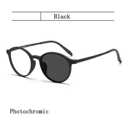 Gafas de Lectura Ultraligeras de Titanio con Goma Redondas Fotochromáticas Anti Luz Azul para Hombre y Mujer - Presbicia Dioptría +0 a +600