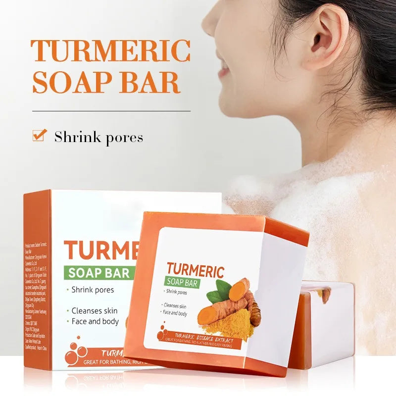 "Jabón de Cúrcuma Artesanal: Aclarante Corporal y Facial para Axilas y Piernas, Cuidado Suave de la Piel y Belleza"