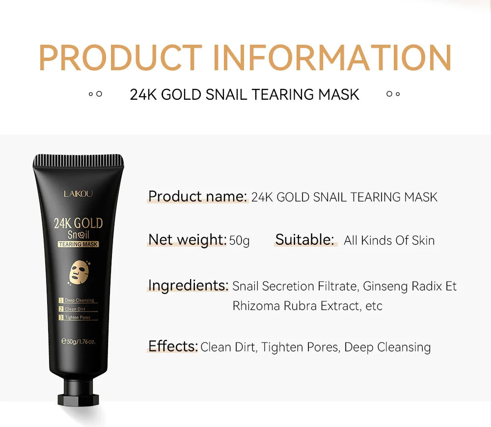"Mascarilla Facial Peel-Off LAIKOU Oro 24K y Sakura: Antiarrugas, Aclarante y Quita Puntos Negros"