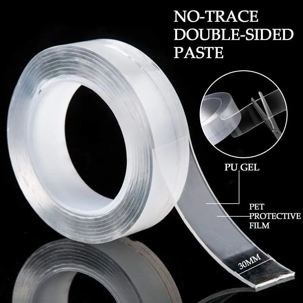Cinta Nano Doble Cara 1/3/5m Adhesivo Sin Rastros Impermeable Baño Cocina Grifo Gel Pegatina Fijación Fuerte