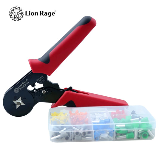 Alicates de Crimpar de Trinquete HSC8 6-4 + 400 Terminales - Diseño Ergonómico, Crimpeo Preciso para Trabajos Eléctricos 0.25-10mm² AWG23-7