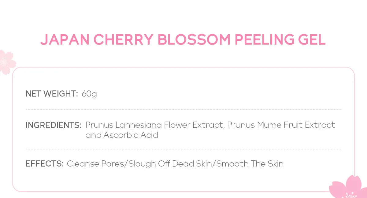 Gel Exfoliante Sakura Limpieza Profunda Rostro Blanqueador Hidratante Reparador Esfoliante Facial 60g | Cuidado Coreano