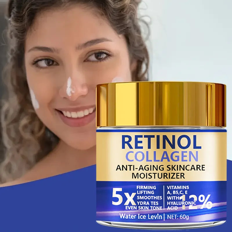 Crema Facial Retinol Colágeno 60g Antienvejecimiento Reafirmante Hidratante Ácido Hialurónico