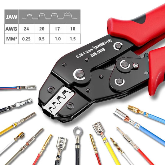 Kit Crimpeo Ratcheting Profesional SN-58B - Terminales Dupont JST Molex Barril Abierto + Pines TE EPC PCIe SATA | Alta Precisión & Durabilidad