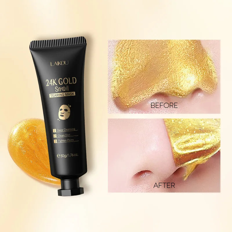 "Mascarilla Facial Peel-Off LAIKOU Oro 24K y Sakura: Antiarrugas, Aclarante y Quita Puntos Negros"