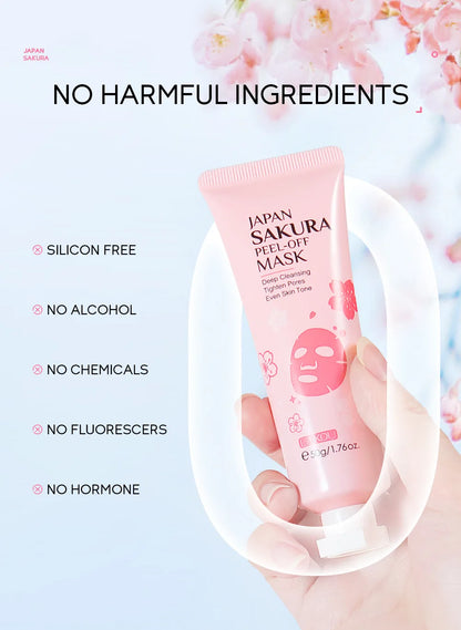 "Mascarilla Facial Peel-Off LAIKOU Oro 24K y Sakura: Antiarrugas, Aclarante y Quita Puntos Negros"