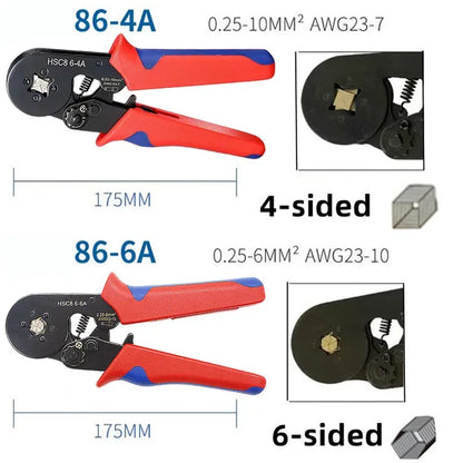Terminales Tubulares VE en Caja, Conectores Eléctricos para Cables Aislados, Alicates Crimpeadores Tubulares HSC8-6-4