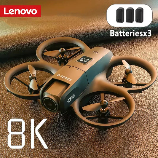 Drone Lenovo D16 8K con GPS, Evita Obstáculos, Motor Brushless, Ajuste Eléctrico, Cámara Doble HD Profesional y Flujo Óptico